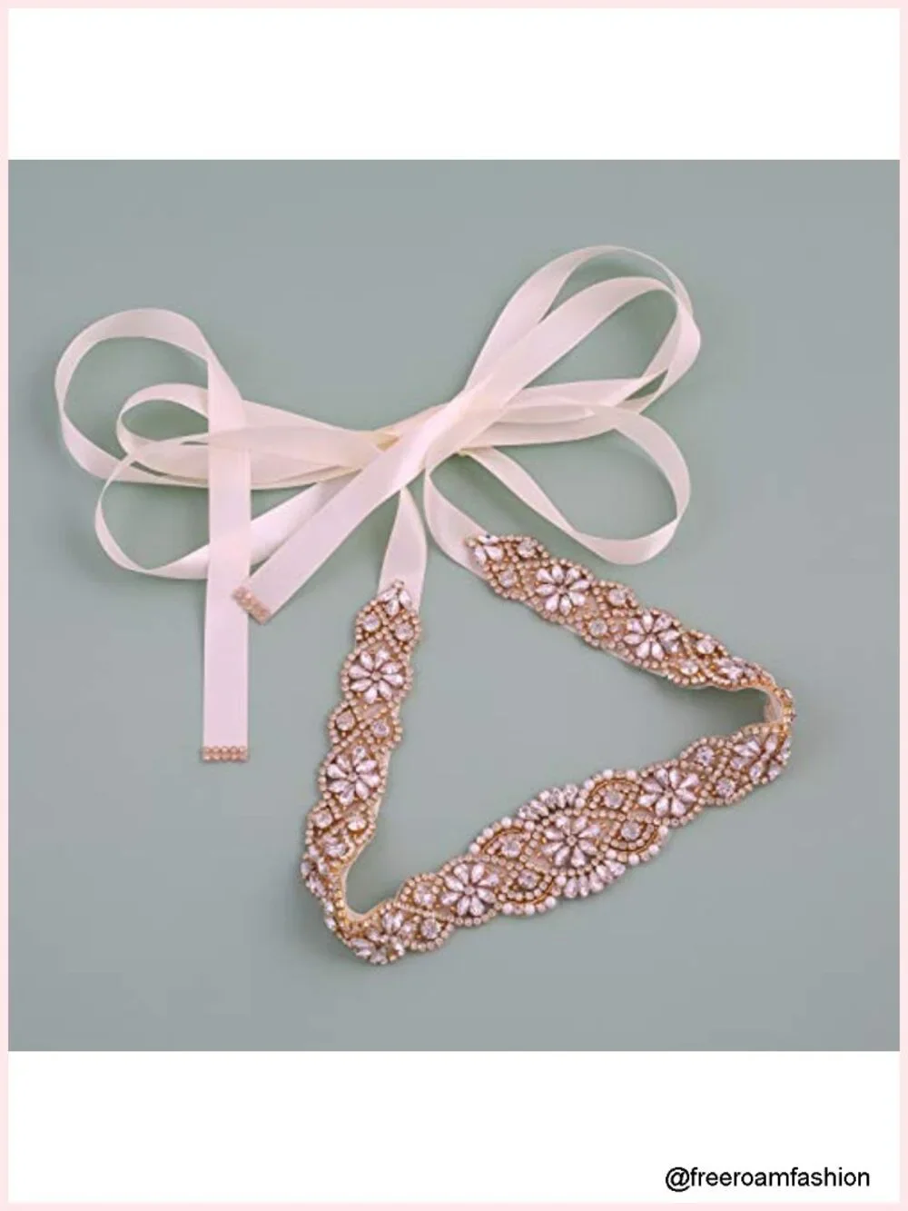 Handmade Rhinestone and Pearl Bridal Belt Sash for Wedding Gown